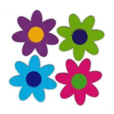 Magnetic Bumper Sticker - Set of 4 Magnets - Bright Flowers - Decoration Magnets picture