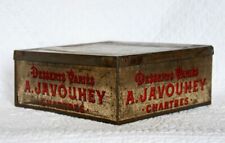 ANTIQUE FRENCH BISCUIT TIN ~ LG COMMERCIAL BOX ~ LITHO SIDES CHARTRES picture