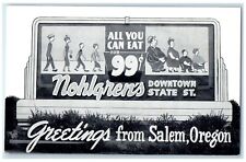 c1940 Greetings From Nohlgren's Downtown State Billboard Salem Oregon Postcard picture