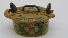Antique Scandinavian Folk Art Bent Wood Oval Box Handmade Miniature Sweden1923 picture