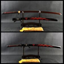 40'' Red Dragon Damascus Folded Steel Katana Japanese Samurai Razor Sharp Sword picture