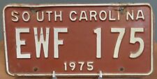 Vintage Original 1975 SOUTH CAROLINA, SC, License Plate EWF 175, Maroon, White picture