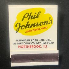 Phil Johnson's Restaurant Northbrook, IL Full Vintage Matchbook c1950's-60's VGC picture