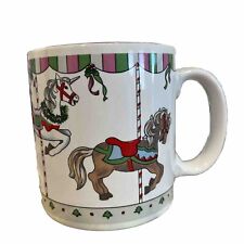 Vintage RUSS Carousel Christmas Horses Unicorn Coffee Mug Item 8193 picture