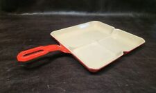 1930s Griswold Colonial Breakfast Skillet 666, Red/Cream, Cast Iron/Enamel, READ picture