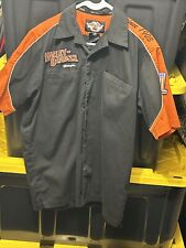 Harley Davidson Shirt Men’s M Orange Black Motorcycle Shirt 1903 Vintage😇💯✅ picture