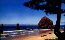 Haystack Rock and The Needles ~ Cannon Beach Oregon ~ unused 1960s postcard picture