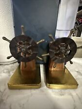 Vintage 1930s Chase Art Deco Ship's Wheel Bookends  By Walter Von Nessen picture