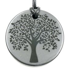 Shungite Emf Protection Necklace Tree of Life Engraved Pendant Circle 50 mm picture