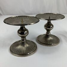 VTG Set of Gatco Silver Color Solid Brass Round Candlestick Holders 4.5