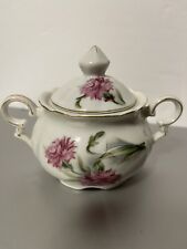 Vintage Porcelain Japan Sugar Bowl with Roses F2377 with gold trim picture