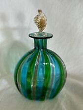 Murano Style Glass With Stopper Green, Blue, Gold Vintage picture