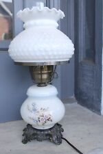 Vintage Hurricane Lamp w/ Fenton Hobnail Milk Glass Shade 3-way Pretty picture