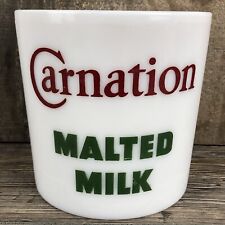 1940's Carnation Malted Milk Dairy Advertising Glass Canister Jar No Lid picture