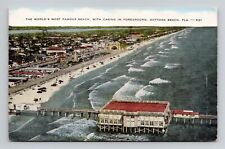 Postcard Casino & Pier Daytona Beach Florida FL, Vintage Linen N14 picture