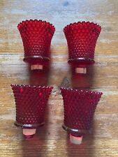 Set of 4 vintage, diamond cut ruby red votive cups picture