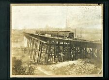 Railroad Train & High Level Bridge Construction, Edmonton AB Vintage Photo, 1913 picture