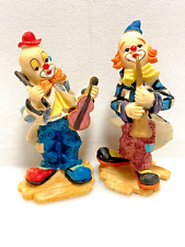 Vintage 4 inch Clown Figurines Lot Of 2  With A Horn and a Violin picture