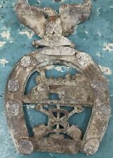 Vintage Masonic Cast Iron Eagle, Train With B Horse Shoe Good Luck Wall Hanger picture