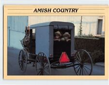Postcard A Pair of Amish Youngster Peer Out of the Family Buggy Pennsylvania picture