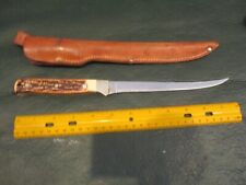 Vintage UNCLE HENRY SHRADE leather sheath 167 USA fixed Fillet Knife picture