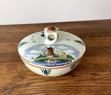 Vintage Delft Handpainted Lidded Candy Dish or Trinket Bowl Colorful Windmill picture