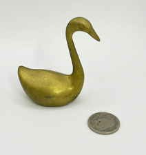 Vintage Stylized Swan Figurine Small Brass 2.5