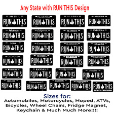 RUN THIS ANY TEXT Personalized License Plate Tag for Auto Car Bike ATV Keychain picture