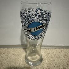 Blue Moon 8” Tall Beer Glass Heavy Bottom Denver Dove Road Trip Rare Special picture