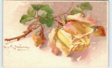 Rose Yellow with Pink Beautiful Spring Postcard Catharina Klein Signed  picture