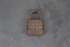 Antique Tiny Rustic Old German Iron Lock - Vintage Decor Collectible Key Chain picture
