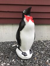 Blow Mold Christmas Penguin With Red Bow Lighted Union Products New Stock picture