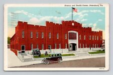 Postcard Armory & Health Center Petersburg Virginia VA, Vintage Linen C13 picture