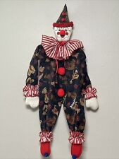 Vintage Soft Multi-Colored Hanging Fabric Clown Doll with printed Teddy Bears  picture