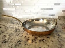 6” Hammered Copper Pan Tin Lined 4” Brass Handle - Dash Of That - India picture