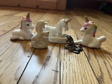 Vintage Unicorn Figurine Lot Of 5, Pewter, Ceramic, Porcelain, Fantasy, Trinkets picture