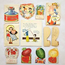 Vintage Valentines Cards LOT of 12 Used 20s-50s Die Cut Germany USA Ephemera 10B picture