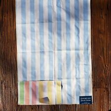 Vintage Samarcand Upholstery Sample Blue White Striped Cotton Canvas 24