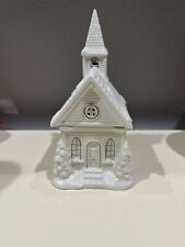 AVON 2005 Country Church Poured Candle -New in box Glittery White Gold Trim picture