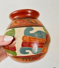 Indian Indigenous South American Pottery Round Bottom Clay Ceramic Bowl Vase. picture