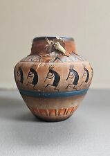 Vintage Southwest Native American Kokopelli Pottery Decorative Hand Painted Vase picture