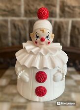 Rare Vtg George Good Clown Cookie Jar White&Red Fun Ceramic Candy Canister picture