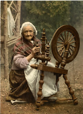 P.Z. Ireland, Manx spinning wheel Vintage Print, Ireland photochromie, vintage picture