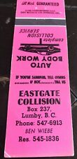Matchbook Cover Eastgate Collision Lumby B.C. Ben Wiebe picture