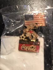 Vintage 1994 World Cup USA Mascot Coca Cola Lapel Pin American Flag  NEW picture