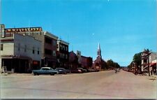 Vtg La Sarre Quebec Canada Main Street Downtown View Old Cars 1950s Postcard picture
