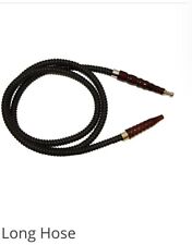 72 Inches Long Leather Wrapped Wooden Handle Hookah Hose BLACK picture