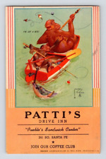 1940'S. PATTI'S DRIVE INN. MONKEY FISHING. POSTCARD ST4 picture