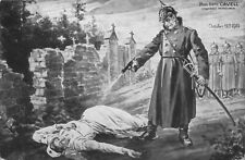 WWI Nurse Edith Cavell Murdered by German Soldier in Spike Helmet 1915 Postcard picture