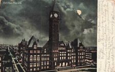 Postcard City Hall by Moonlight Toronto Ontario Canada 1908 DB picture